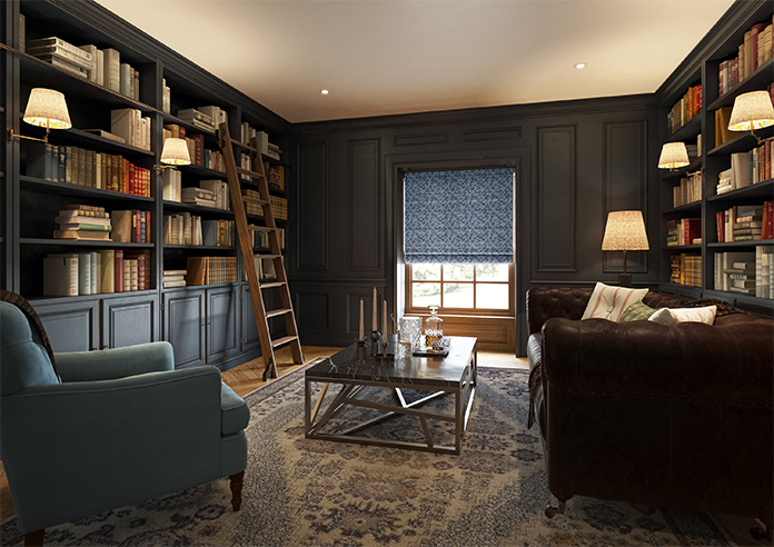 Oak Leaves Velvet, Midnight - Twist&Fit Roman Blind - Image 6